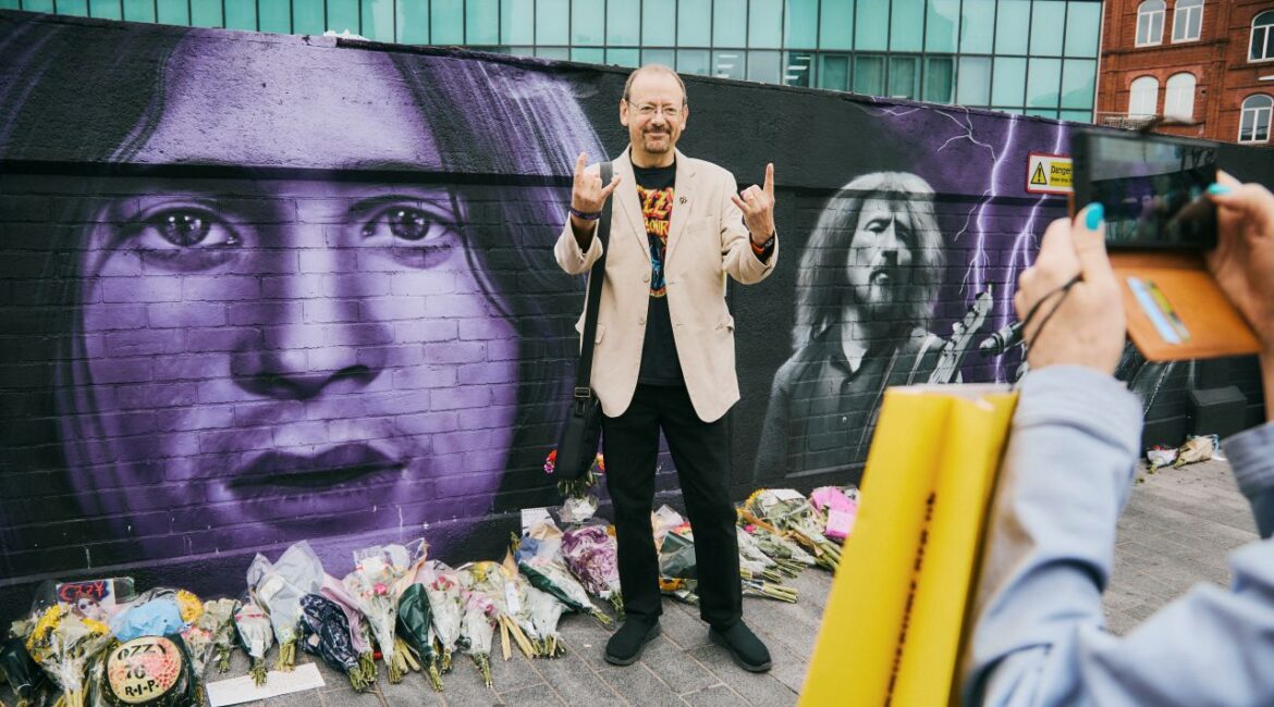 Fans at Makeshift Ozzy Osbourne Memorial in His Hometown