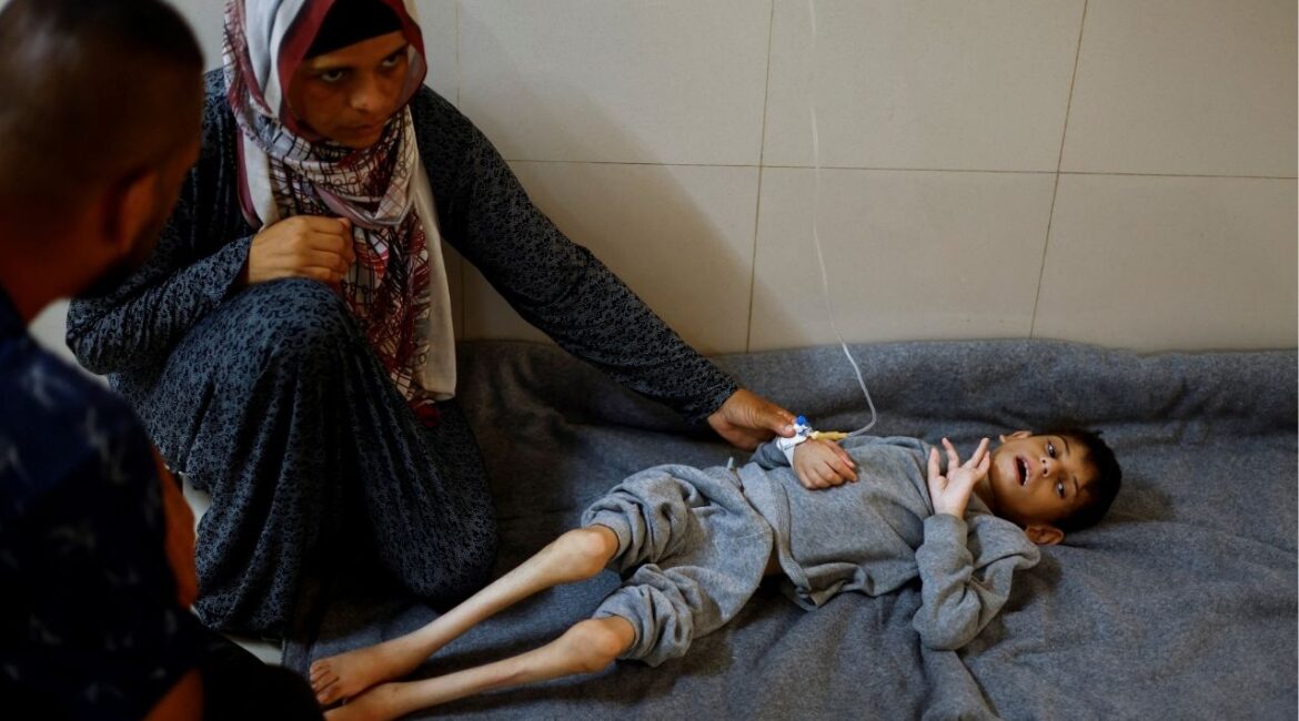 Palestinian mother Ghaneyma Joma sits next to her malnourished son Younis Joma as he receives treatment at Nasser hospital in Khan Younis, in the southern Gaza Strip, July 8, 2024. REUTERS/Mohammed Salem/File Photo Palestinian mother Ghaneyma Joma sits next to her malnourished son Younis Joma as he receives treatment at Nasser hospital in Khan Younis, in the southern Gaza Strip, July 8, 2024. REUTERS/Mohammed Salem/File Photo