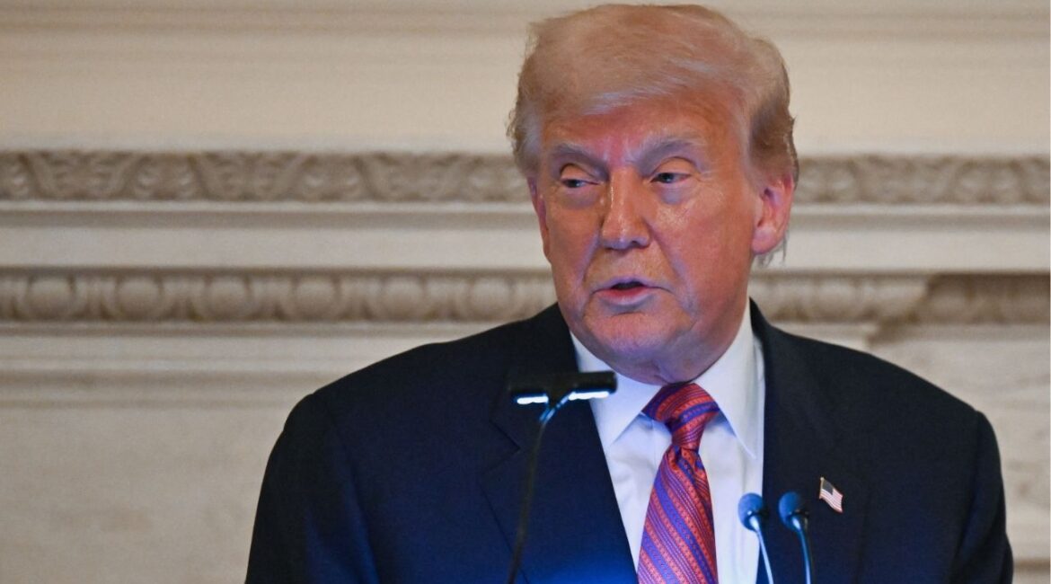 President Donald Trump speaks at a dinner with Republican Senators, in the State Dining Room at the White House in Washington, D.C., U.S., July 18, 2025. (Reuters File)