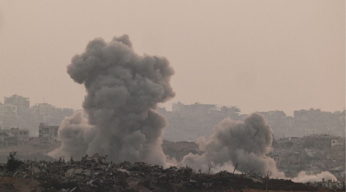 Smoke rises from Gaza after an explosion, as seen from the Israeli side of the Israel-Gaza border, July 10, 2025. (Reuters File)