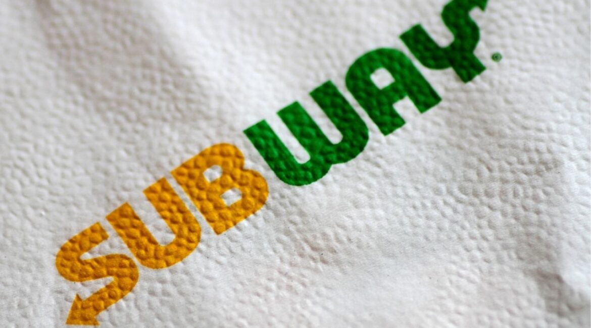 The Subway restaurant logo is seen on a napkin in this illustration photo August 30, 2017. (Reuters File)