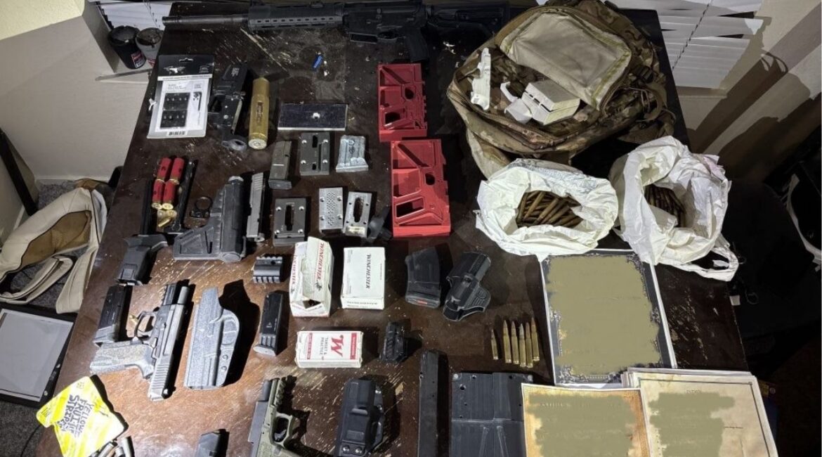 Three people were arrested and multiple weapons were seized after a standoff at a Northeast Fresno apartment on Tuesday, July 8 2025, police said. (Fresno PD)