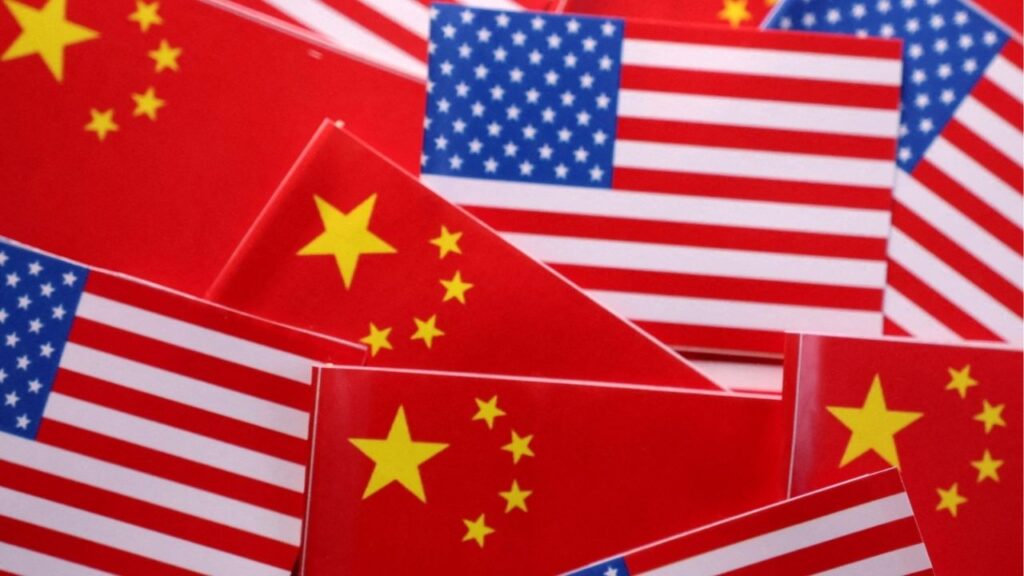 U.S. and Chinese flags are seen in this illustration created on March 20, 2025. (Reuters File)
