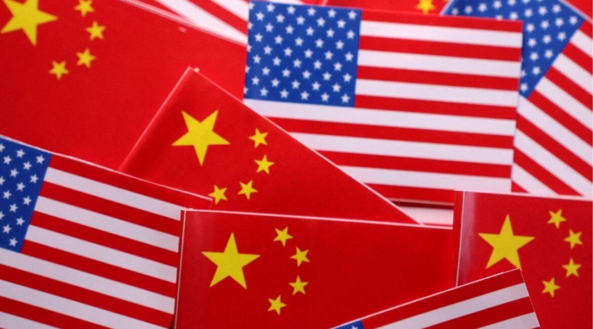 U.S. and Chinese flags are seen in this illustration created on March 20, 2025. (Reuters File)