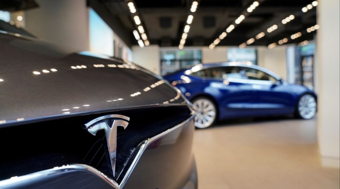 A Tesla logo is seen at a Tesla showroom in Shanghai, China January 7, 2019. (Reuters File)