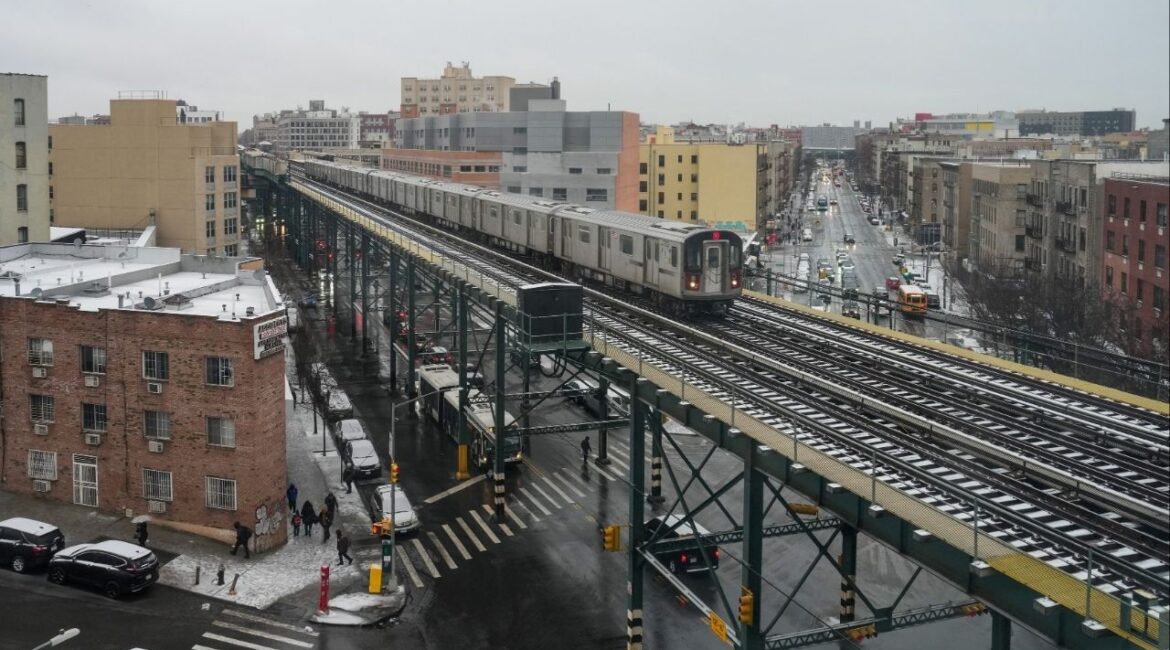 A subway train runs on snow-covered tracks during a snowfall in New York City, U.S., February 6, 2025. (Reuters File)