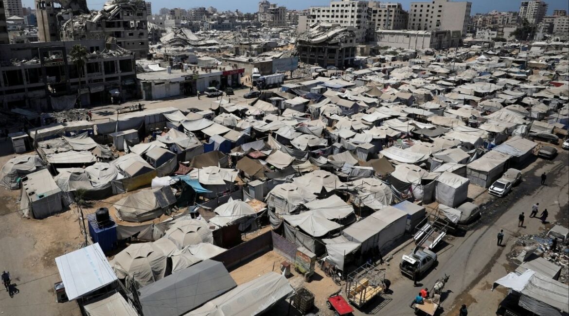 A view of tents sheltering Palestinians displaced by the Israeli military offensive, in Gaza City, August 23, 2025. (Reuters File)