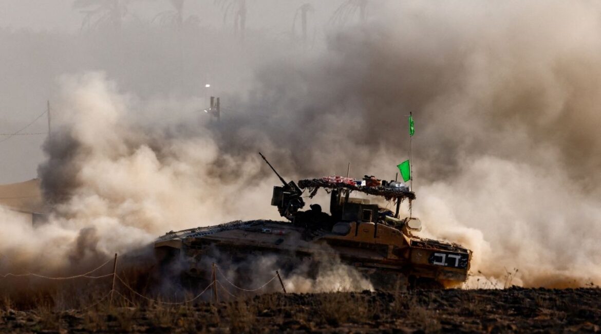 An Israeli armored personnel carrier (APC) maneuvers on the Israeli side of the border with Gaza, Israel August 19, 2025. (Reuters File)
