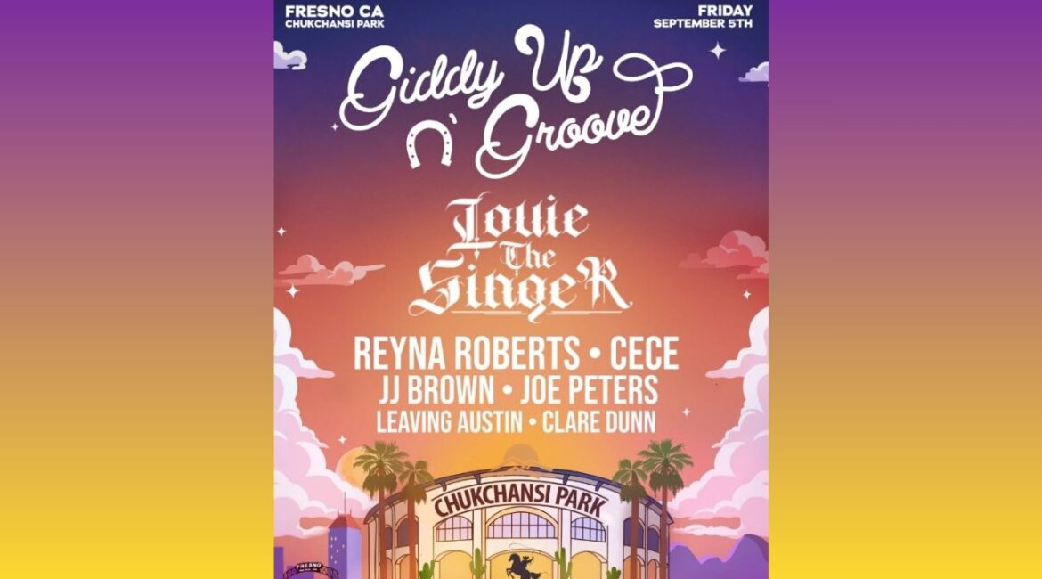 Fresno’s Chukchansi Park will host the all-ages country music festival Giddy Up N' Groove on Friday, Sept. 5, 2025, featuring Louie TheSinger, Reyna Roberts, CeCe, and other rising artists ahead of Dog Daze Fest. (Instagram/Dog Daze Fest)