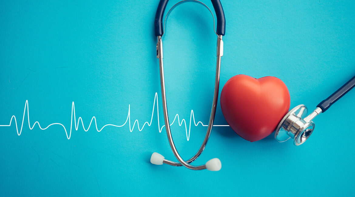 Heart and stethoscope,Heartbeat Line,Healthcare concept.