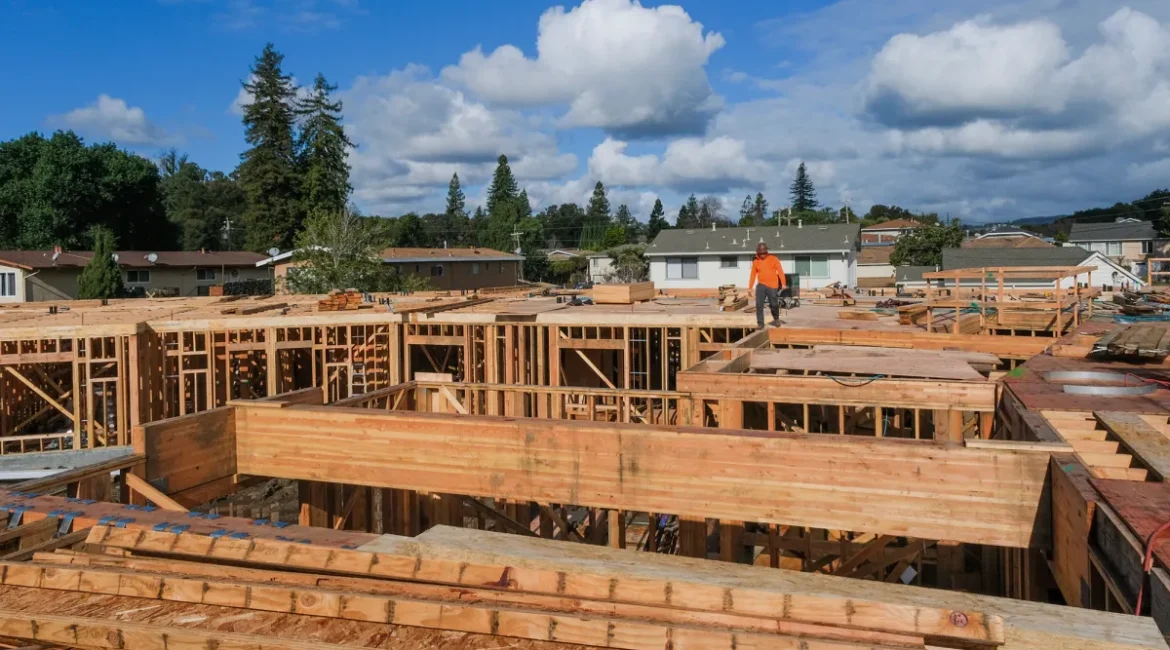 Framers Work on Ruby Street Apartments in Castro Valley