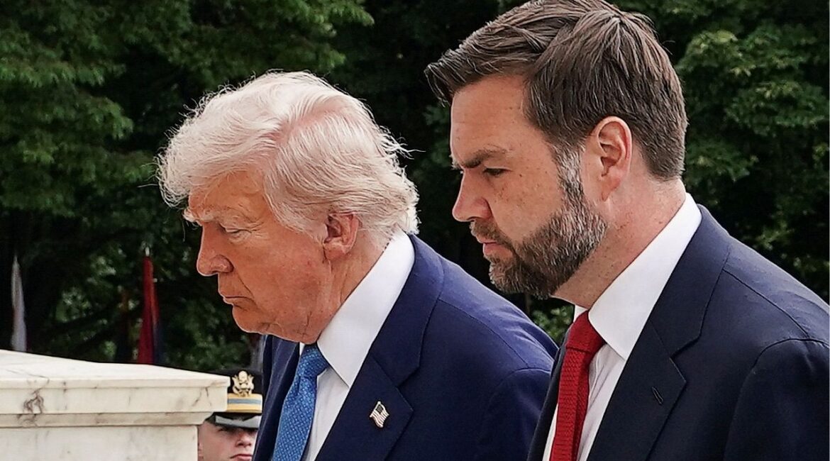 President Donald Trump and Vice President JD Vance take part in ceremonies in commemoration of the Memorial Day holiday, at Arlington National Cemetery in Arlington, Virginia, U.S., May 26, 2025. (Reuters File)