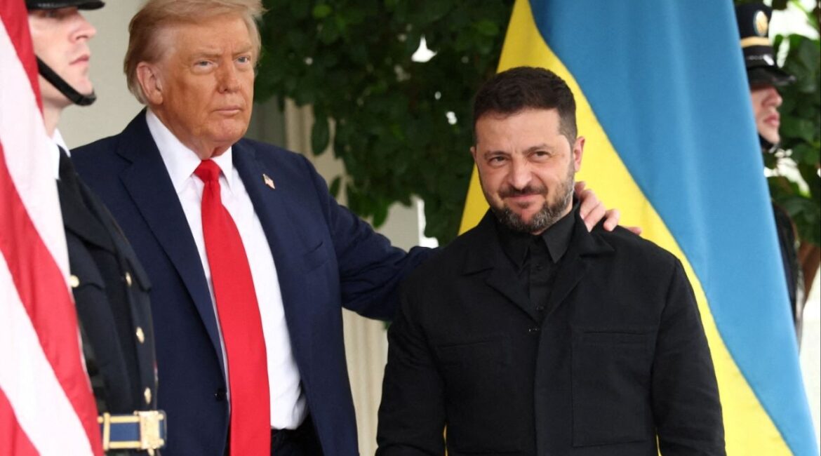 President Donald Trump greets Ukrainian President Volodymyr Zelenskiy at the White House, amid negotiations to end the Russian war in Ukraine, in Washington, D.C., U.S., August 18, 2025. (Reuters/Kevin Lamarque)