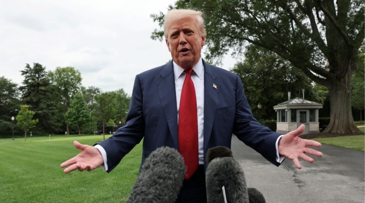 President Donald Trump speaks to reporters ahead of boarding Marine One to depart for New Jersey, at the White House in Washington, D.C., U.S., August 1, 2025. (Reuters File)