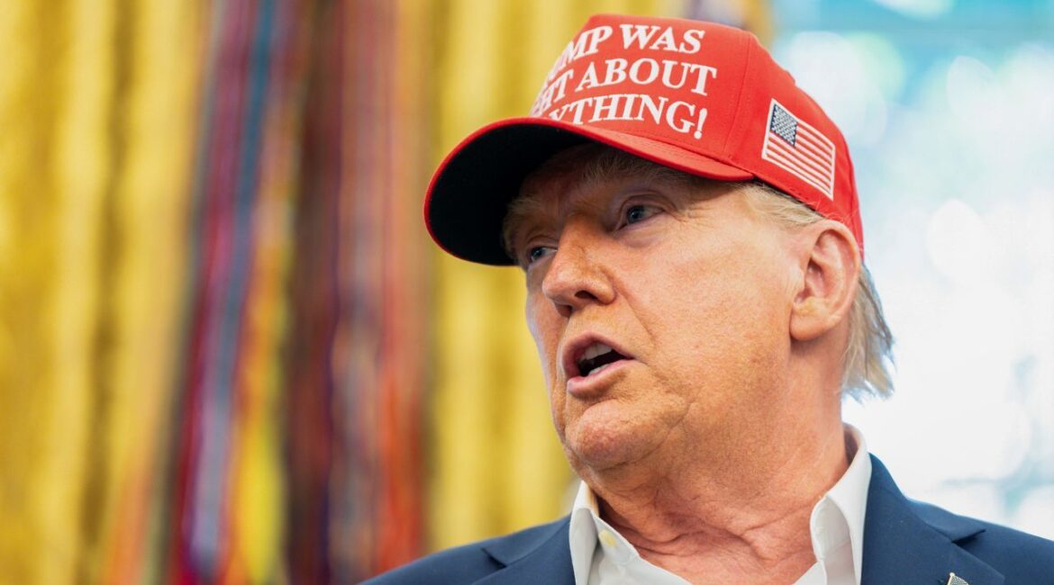 Donald Trump in Red Truckers Hat