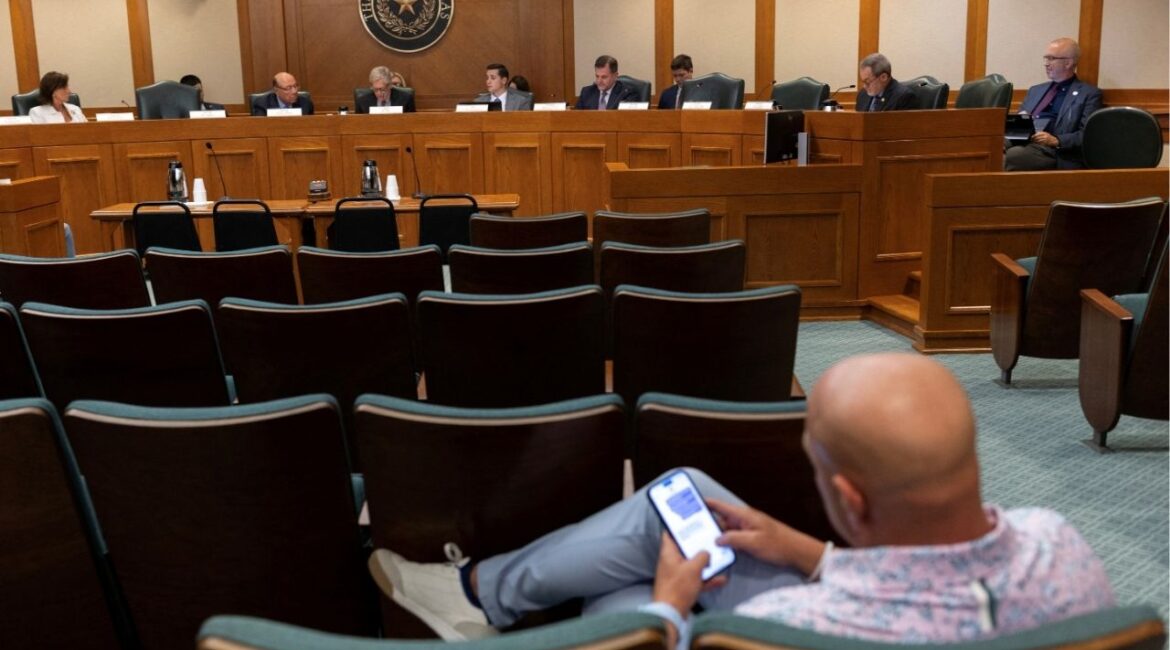 Texas Senators attend a redistricting hearing for invited guests after Democratic lawmakers left the state to deny Republicans the quorum needed to redraw the state's 38 congressional districts, at the Capitol in Austin, Texas, U.S. August 6, 2025. (Reuters File)