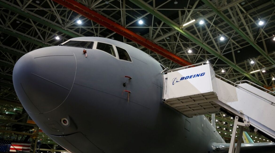 The Boeing KC-46 Pegasus aerial refueling tanker is seen before a delivery celebration to the U.S. Air Force in Everett, Washington, U.S., January 24, 2019. (Reuters File)