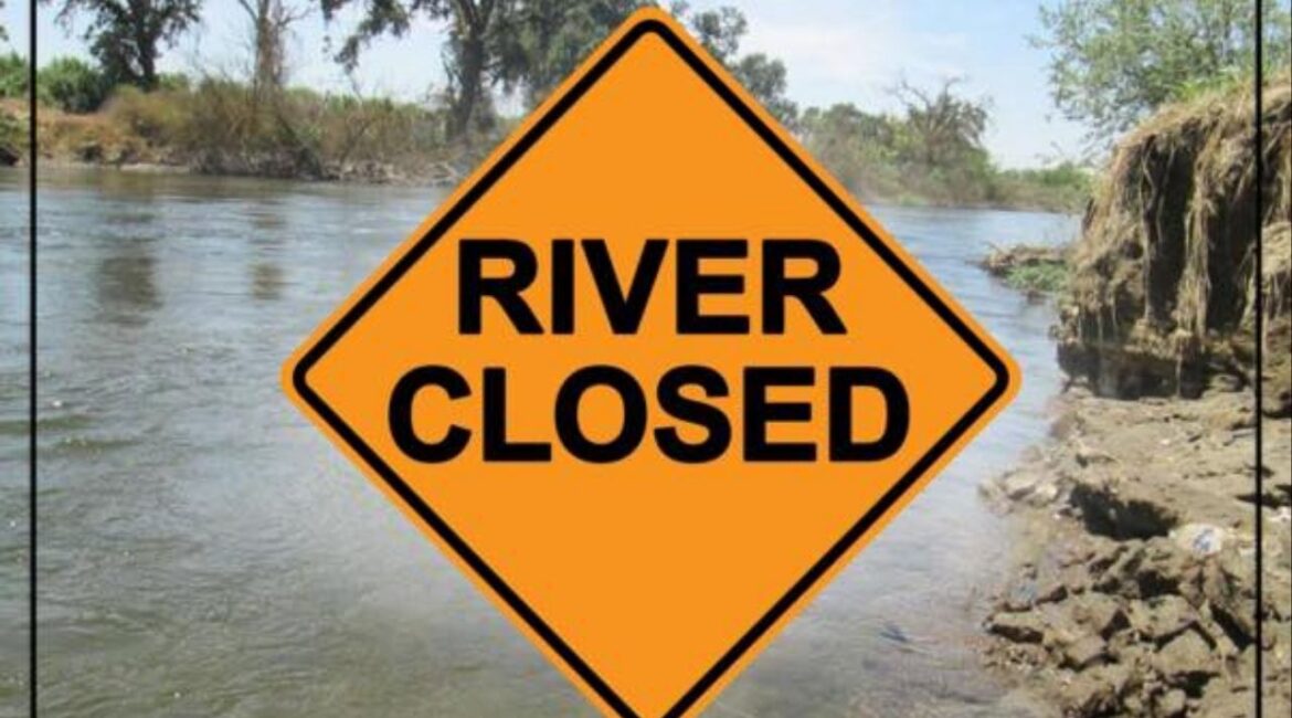 The Tulare County Sheriff’s Office has closed the Kings River to all motorized watercraft for the season due to unsafe water levels and hidden hazards, though swimming and floating remain allowed. (Tulare County SO)