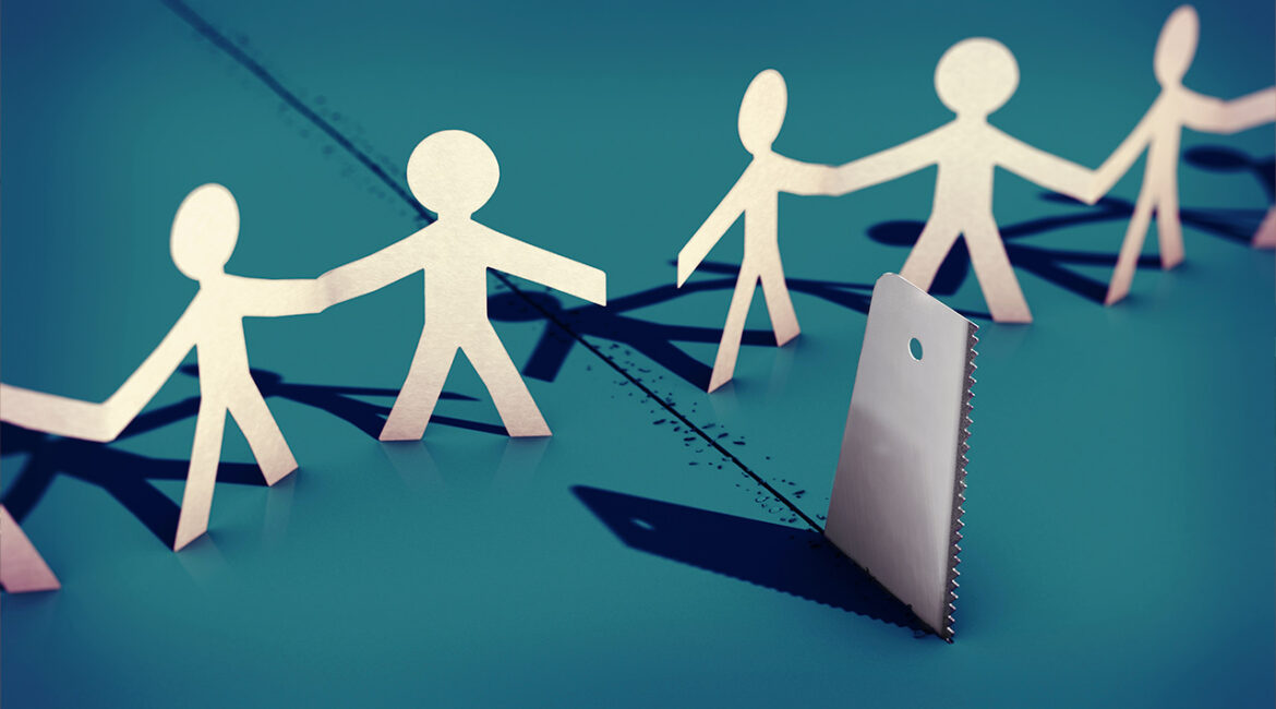 3D illustration, Symbolic image on the topic of division, exclusion