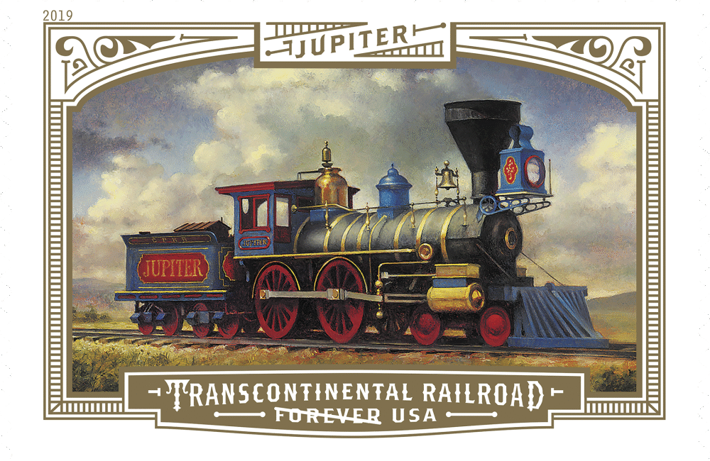 USPS Transcontinental Railroad Stamp Issued in 2019