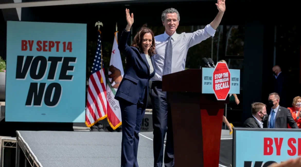 Kamala Harris and Gavin Newsom During 2021 Recall