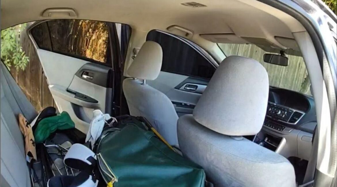 A 19-year-old was arrested in Visalia after allegedly stealing golf carts, causing $30,000 in damages, and taking golf equipment from a private cart on Sunday, Sept. 7, 2025. (Visalia PD)