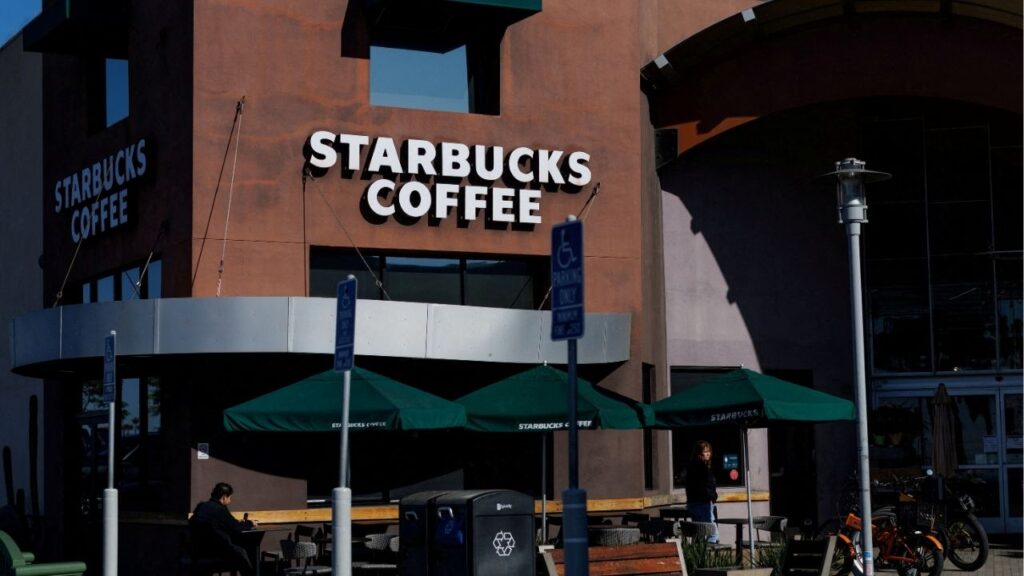 A Starbucks store is shown in Encinitas, California, U.S., February 24, 2025.