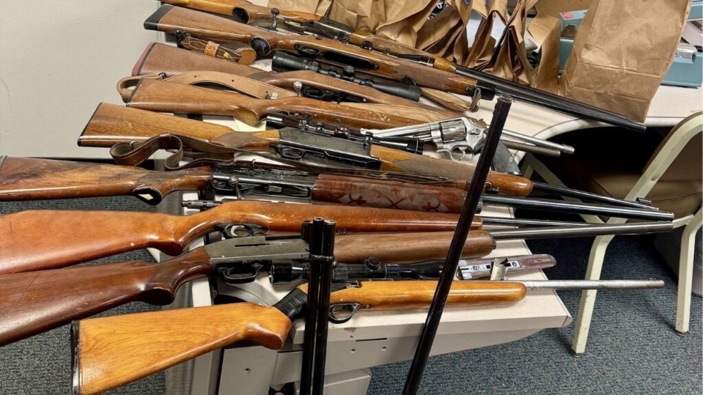 A Taft man was arrested Sept. 7 after deputies seized 13 firearms and ammunition from his home following a shots-fired call. (Kern County SO)