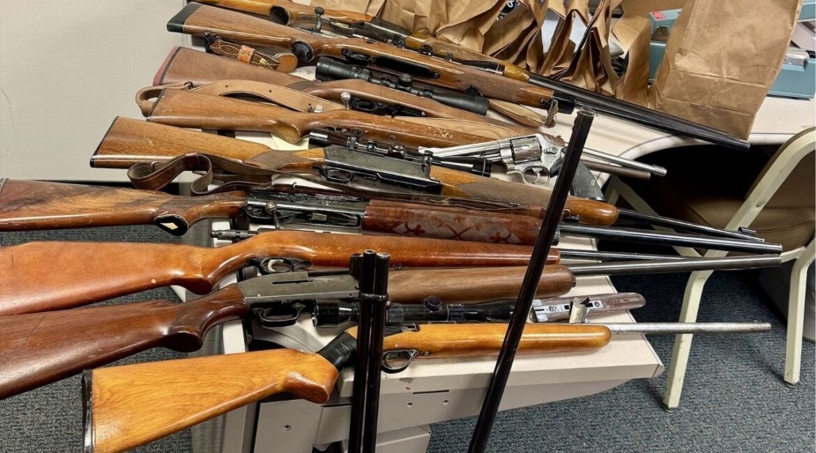 A Taft man was arrested Sept. 7 after deputies seized 13 firearms and ammunition from his home following a shots-fired call. (Kern County SO)