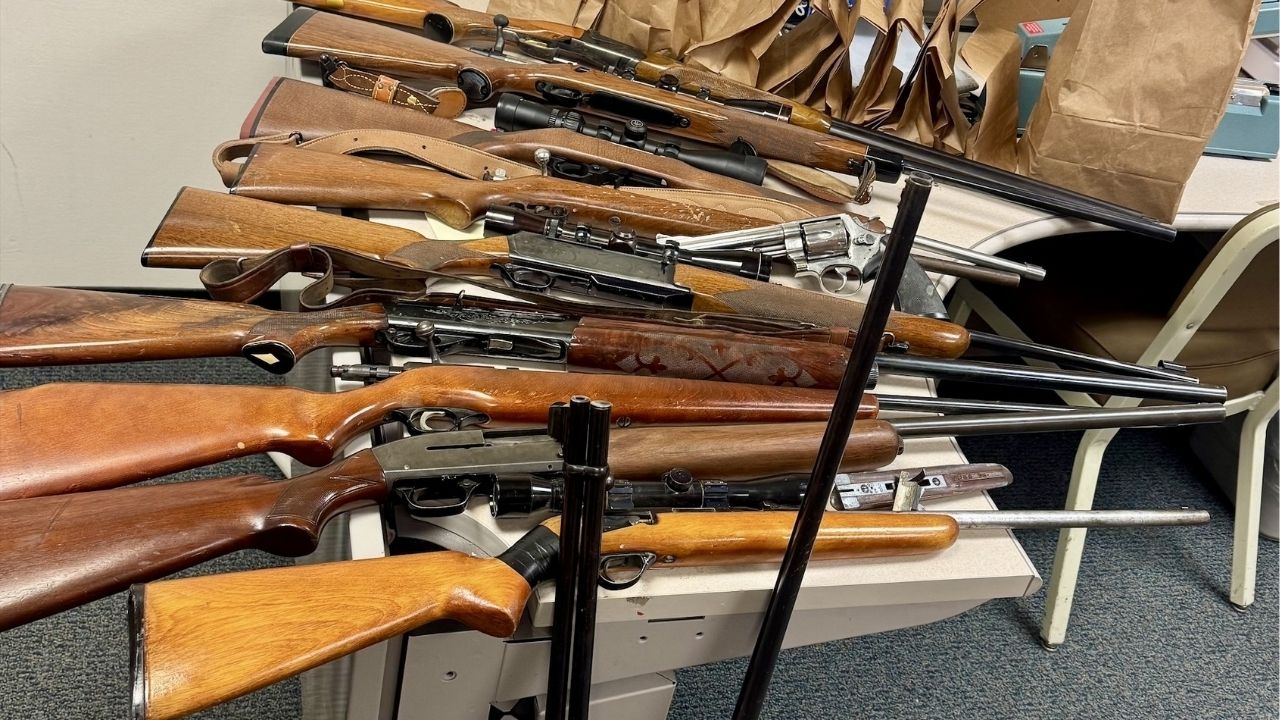 A Taft man was arrested Sept. 7 after deputies seized 13 firearms and ammunition from his home following a shots-fired call. (Kern County SO)