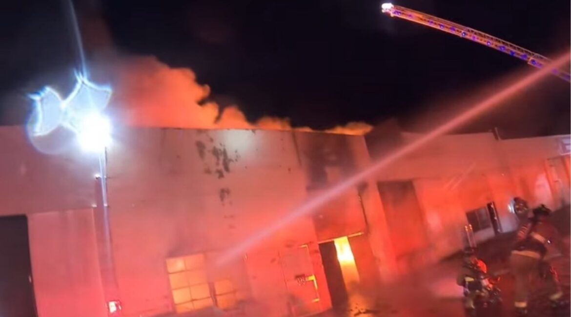 A early morning fire near downtown Fresno destroyed two businesses, damaged two others and required 80 firefighters to contain on Tuesday, Sept. 23, 2025, officials said. (FFD)