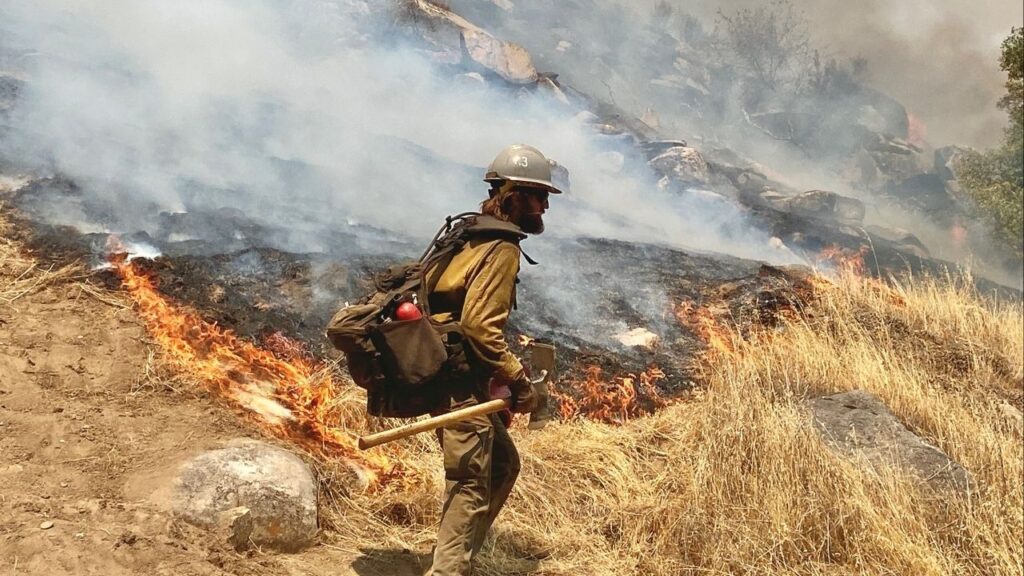 A lightning-sparked wildfire in the Sierra National Forest has burned 24,851 acres and is 12% contained, prompting evacuation orders for several zones in Fresno County as more than 1,470 firefighters work to contain the blaze amid thunderstorm threats, officials said Tuesday, Sept. 2, 2025. (U.S. Forest Service)
