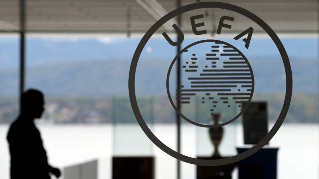 A logo is pictured on UEFA headquarters in Nyon, Switzerland, April 15, 2016. (Reuters File)