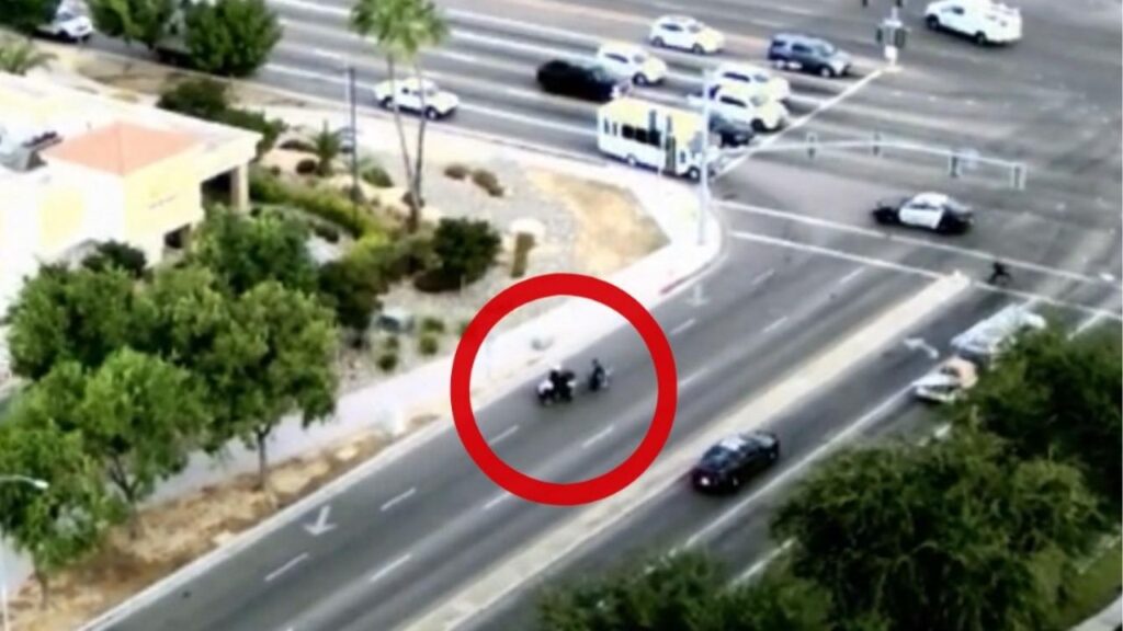A photo of a Clovis Police drone tracking down a known shoplifter on Wednesday, Sept. 24, 2025. (Clovis PD)