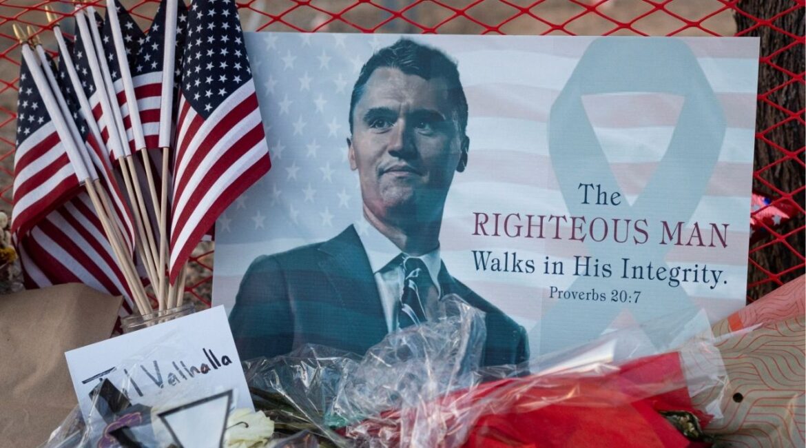 A poster of conservative activist Charlie Kirk is displayed at a memorial following the fatal shooting of Kirk, at the Turning Point USA headquarters in Phoenix, Arizona, U.S., September 12, 2025. (Reuters File)
