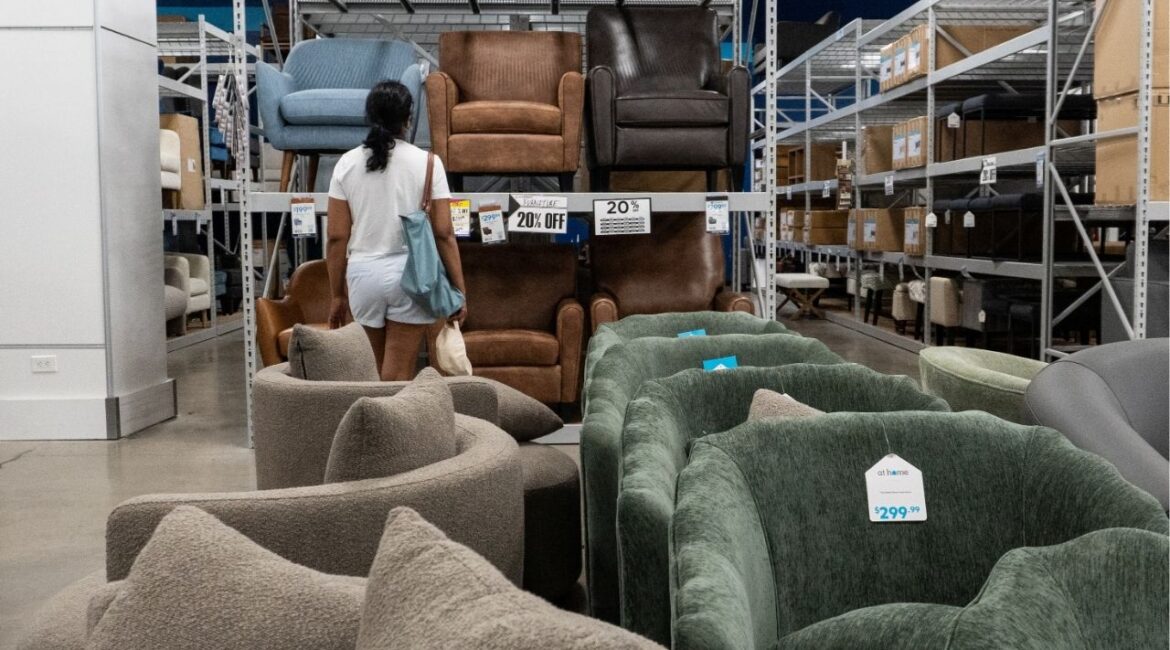 A shopper looks at chairs for sale in this illustration, in Queens, New York City, U.S., July 15, 2025. (Reuters File)