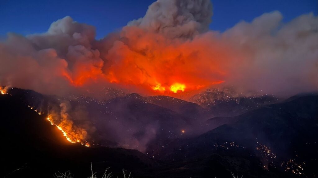 The lightning-sparked Garnet Fire in the Sierra National Forest has burned 54,925 acres in Fresno County, with 14% containment as of Tuesday morning, the U.S. Forest Service said. (U.S. Forest Service)