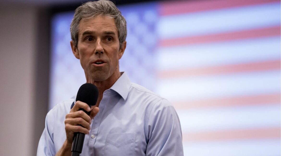 Beto O’Rourke speaks during an event with U.S. Reps. Veronica Escobar, Jasmine Crockett and Joaquin Castro at the Elmont Event Center’s Grand Ballroom in El Paso on Wednesday, Aug. 20, 2025. (El Paso Times via Reuters)