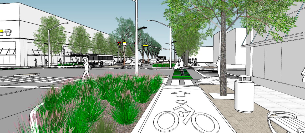 Blackstone simulation at Bikeway (facing North)
