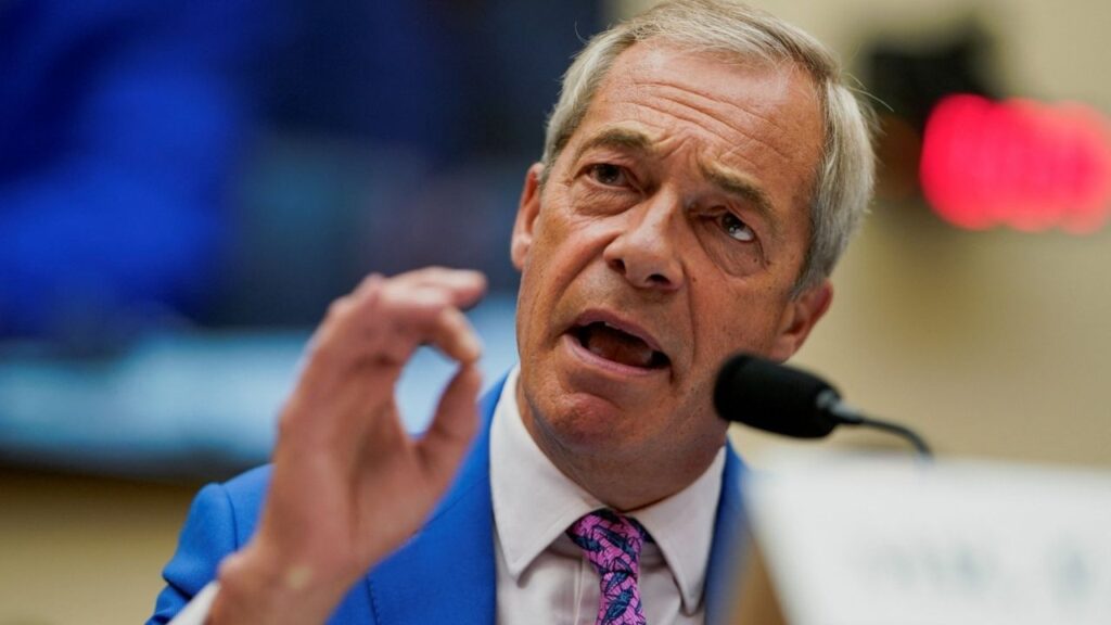 Britain's Reform UK Party leader Nigel Farage testifies before a House Judiciary Committee hearing on European threats to American free speech and innovation, on Capitol Hill in Washington, D.C., U.S., September 3, 2025. (Reuters/Nathan Howard)