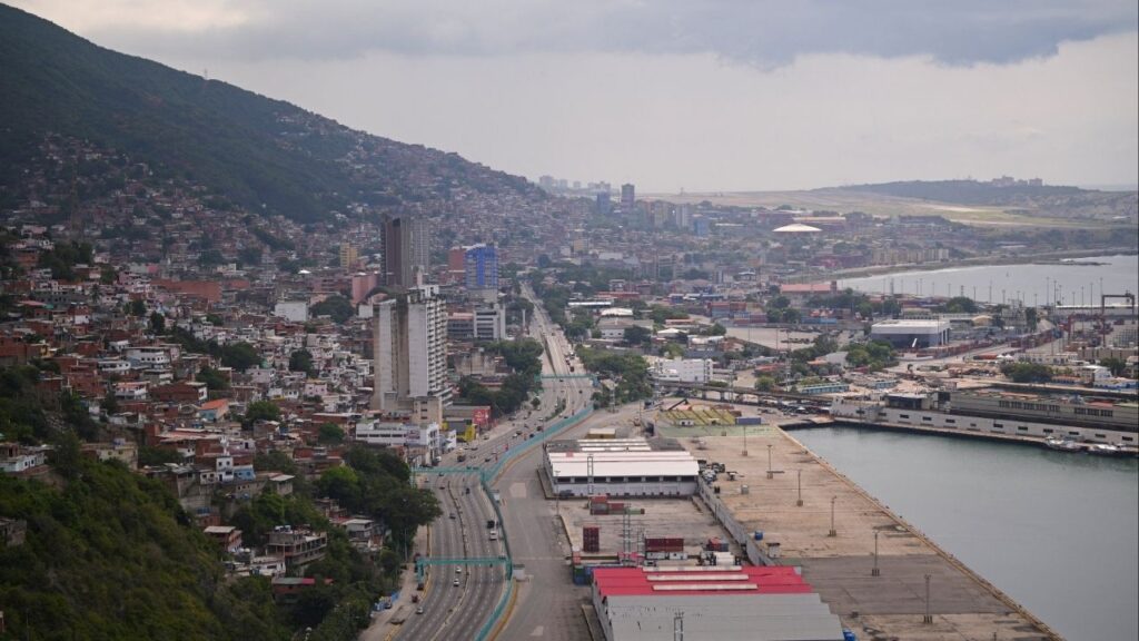 Buildings stand near the Bolivariana de Puertos La Guaira port as the Venezuelan government activates militia units amid tensions with U.S. over warships deployed in the Caribbean, in La Guaira, Venezuela, September 5, 2025. (Reuters/Gaby Oraa)