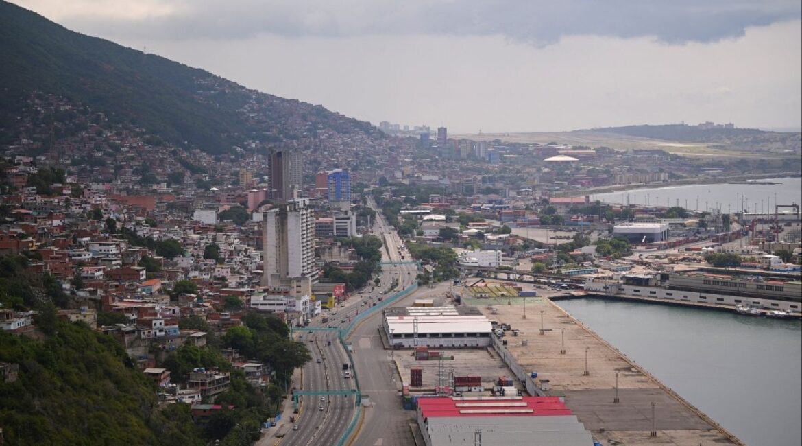 Buildings stand near the Bolivariana de Puertos La Guaira port as the Venezuelan government activates militia units amid tensions with U.S. over warships deployed in the Caribbean, in La Guaira, Venezuela, September 5, 2025. (Reuters/Gaby Oraa)
