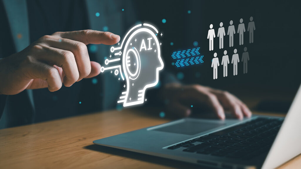 Business person think before make decision to lay off employee and using AI technology to replace workforce for more productivity and cost saving.