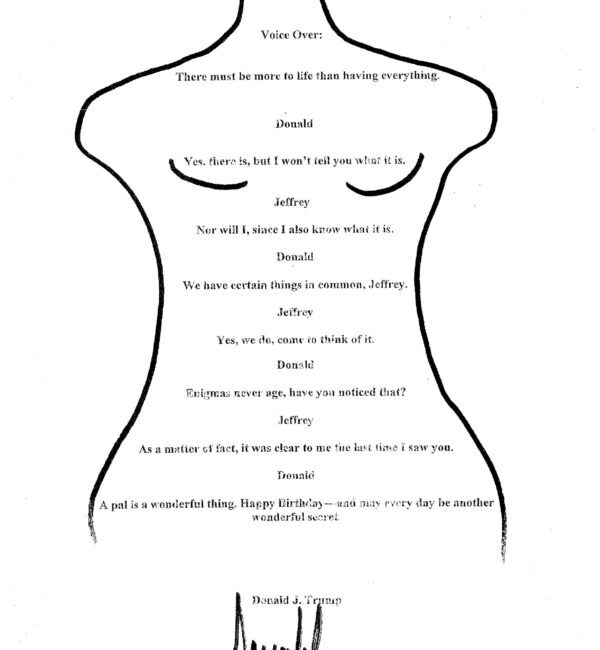 Alleged Trump Drawing and Note for Jeffrey Epstein