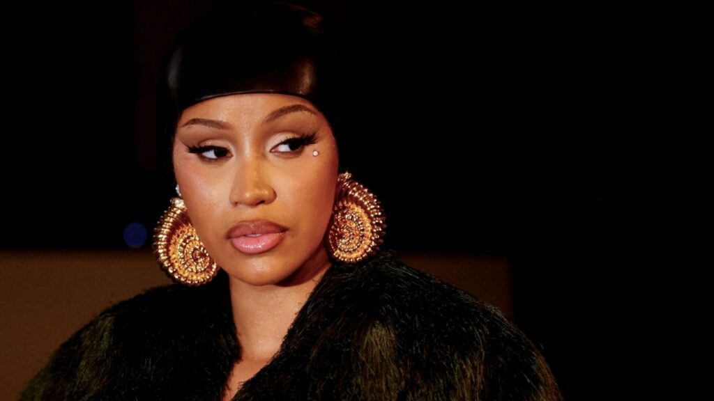 Cardi B looks on during the presentation of designer Rousteing's Spring/Summer 2025 Women's ready-to-wear collection show for fashion house Balmain during Paris Fashion Week in Paris, France, September 25, 2024. (Reuters File)