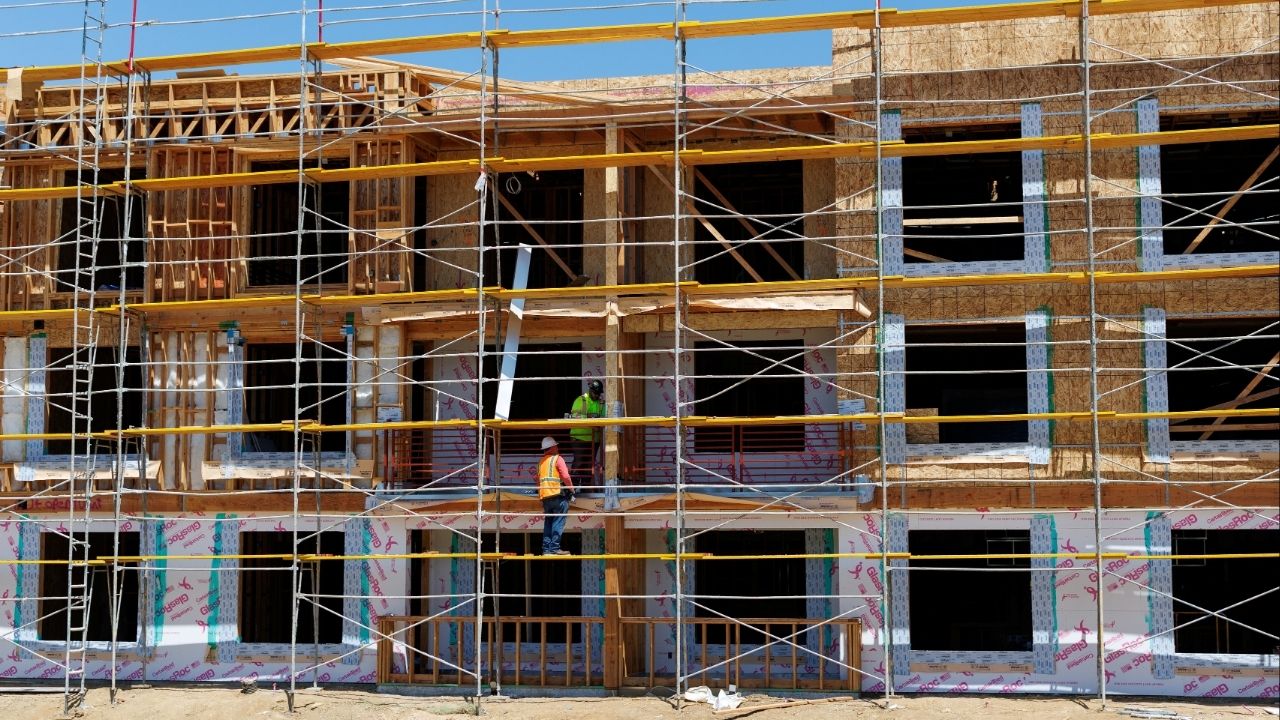 Construction workers are shown at work on a multi-unit residential housing project in Encinitas, California, U.S., July 28, 2025. (Reuters File)