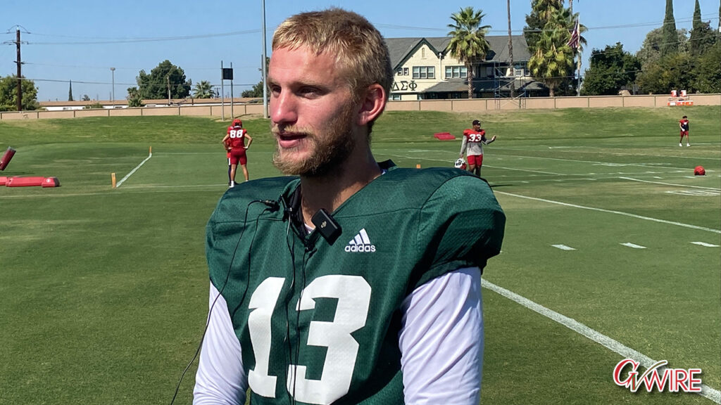 Fresno State quarterback E.J. Warner spoke to the media this week