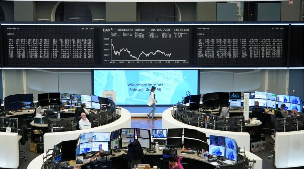 German share price index DAX graph is pictured at the stock exchange in Frankfurt, Germany, September 22, 2025. (Reuters File)