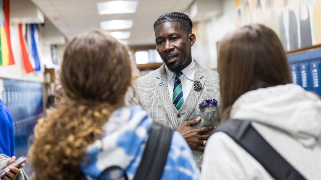 Ian Roberts, the superintendent of schools in Des Moines, visits Callanan Middle School in Des Moines, Iowa, Feb. 8, 2024. Agents from U.S. Immigration and Customs Enforcement on Friday, Sept. 26, 2025, detained the superintendent of the Des Moines Public Schools System, the president of the school board said in a statement. (Kathryn Gamble/The New York Times)