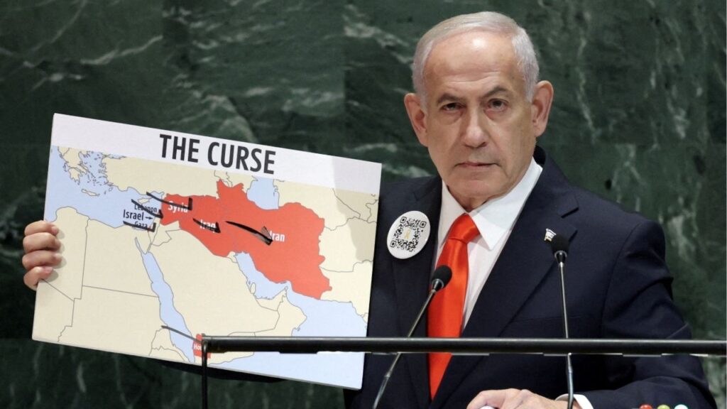 Israeli Prime Minister Benjamin Netanyahu addresses the 80th United Nations General Assembly (UNGA) at U.N. headquarters in New York City, U.S., September 26, 2025. (Reuters/Jeenah Moon)